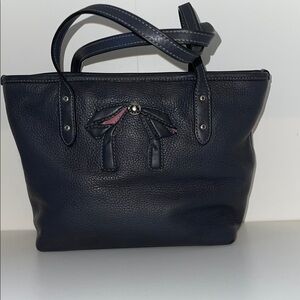 Coach Women’s Midnight Leather Bow Mini City Zip Tote